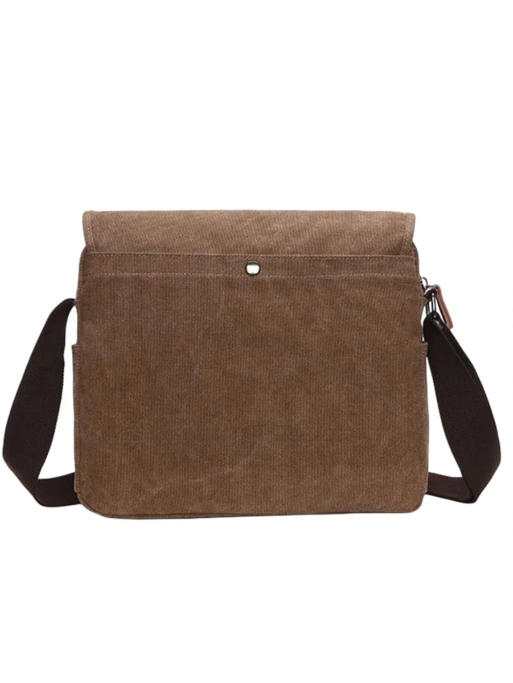 Top Quality Black Canvas Messenger Bag with Brown Trim